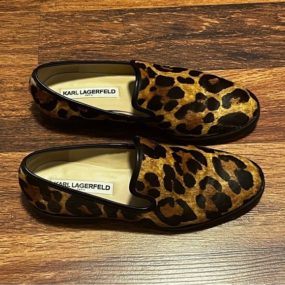 NEW KARL LAGERFELD Paris Leopard Print Calf-Hair Loafers Size 6:5 - Picture 5 of 6